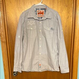 Men's Light Grey/Khaki Casual Button Down Shirt Rolling Paper NYC Like New